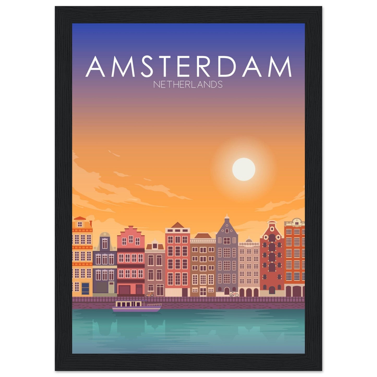 Amsterdam Poster | Amsterdam Wall Art | Amsterdam Sunset Print
