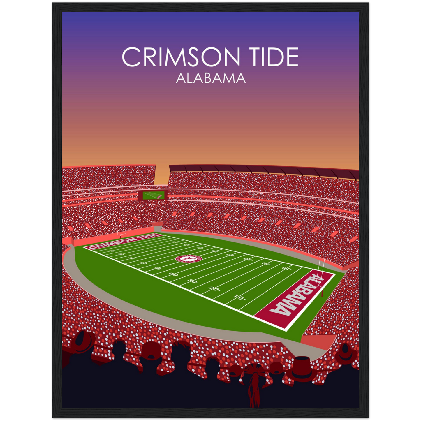 Crimson Tide | Bryant Denny Poster | University of Alabama College Football Stadium Print