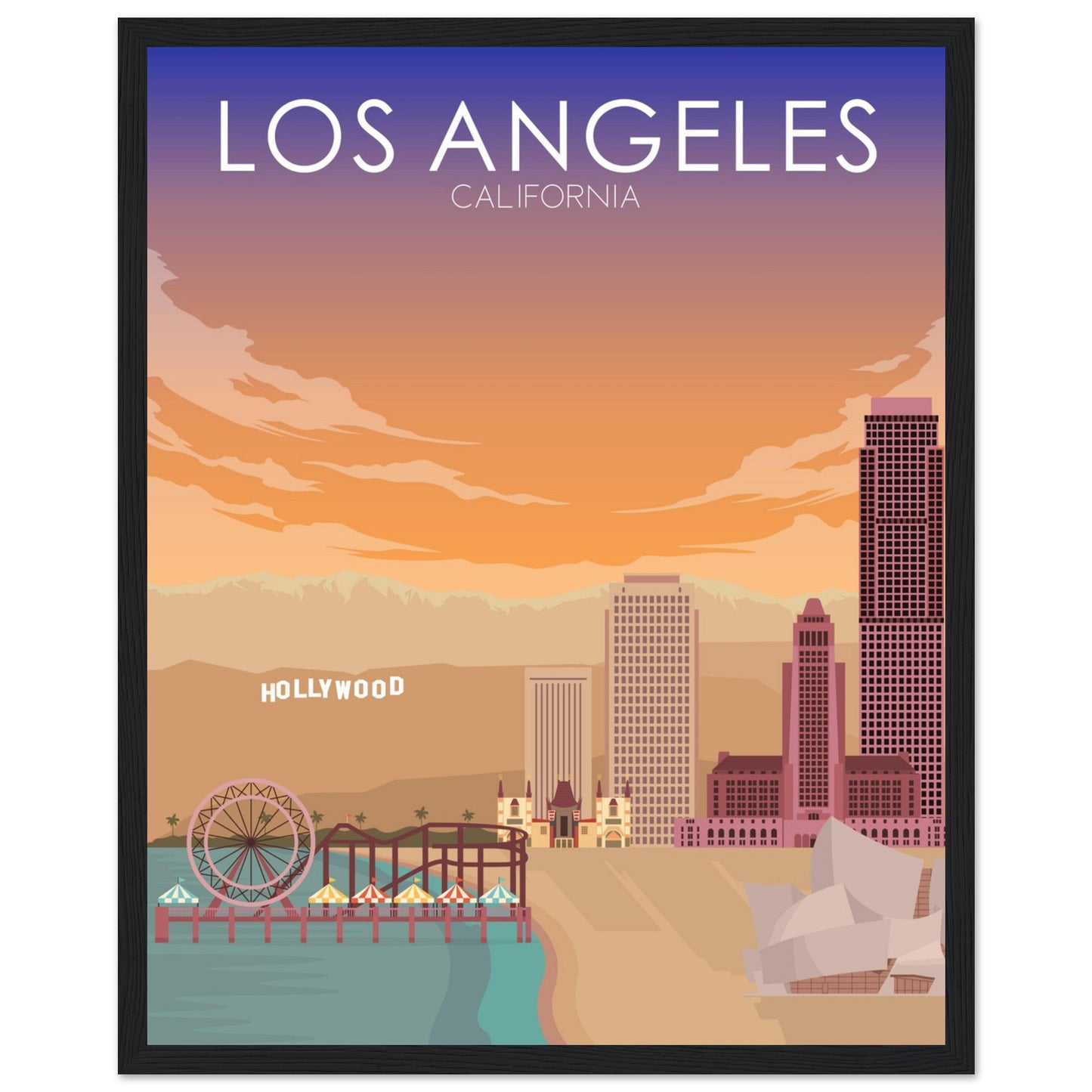 Los Angeles Poster | Los Angeles Wall Art | Los Angeles Sunset Print