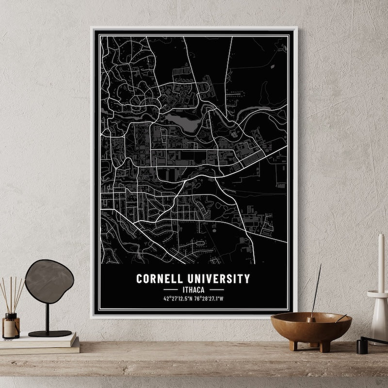 Cornell University Map Poster | Cornell University Map Wall Art | Cornell University Map Print