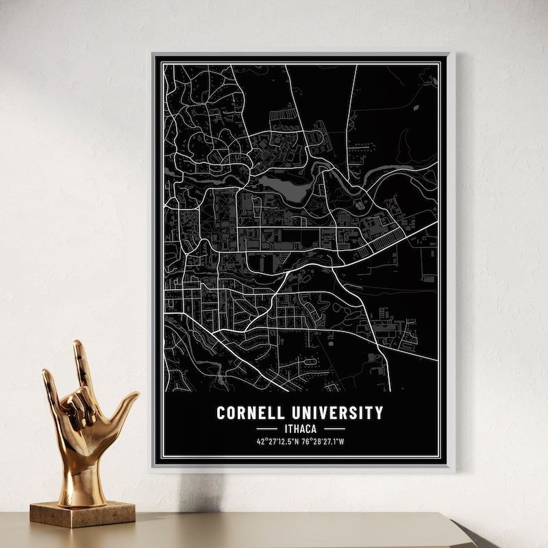 Cornell University Map Poster | Cornell University Map Wall Art | Cornell University Map Print