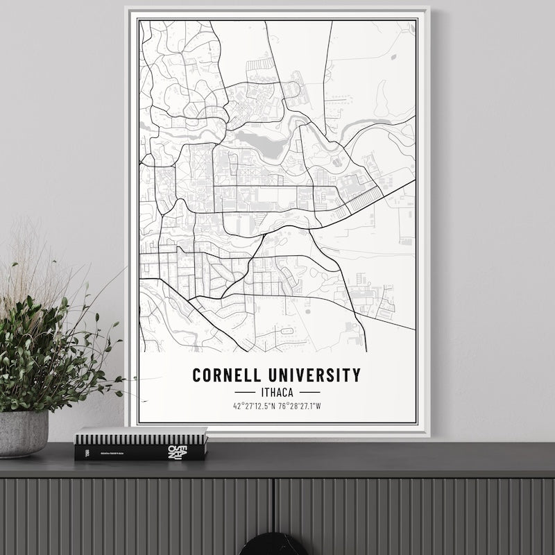 Cornell University Map Poster | Cornell University Map Wall Art | Cornell University Map Print