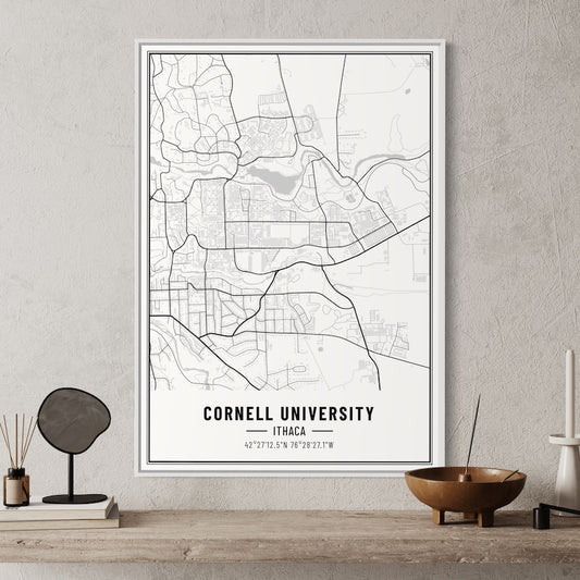 Cornell University Map Poster | Cornell University Map Wall Art | Cornell University Map Print