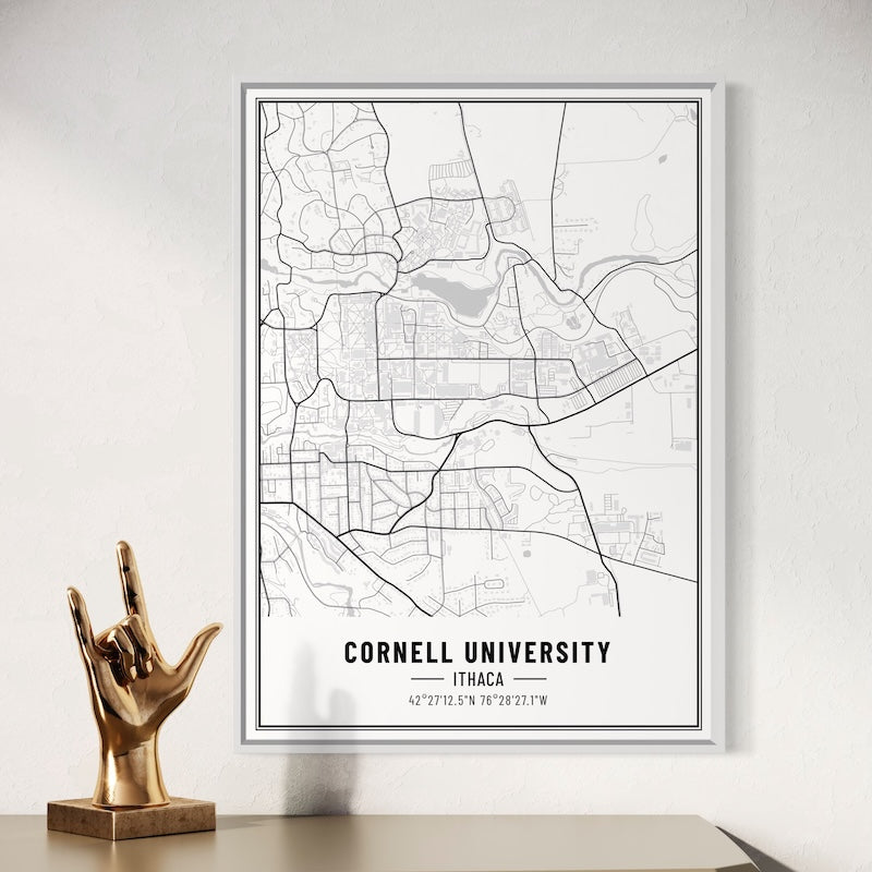 Cornell University Map Poster | Cornell University Map Wall Art | Cornell University Map Print