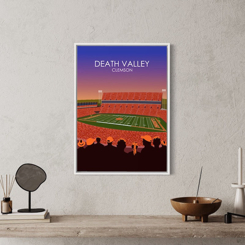 Clemson Tigers Stadium Poster | Frank Howard Field at Clemson Memorial Stadium 'Death Valley' Print