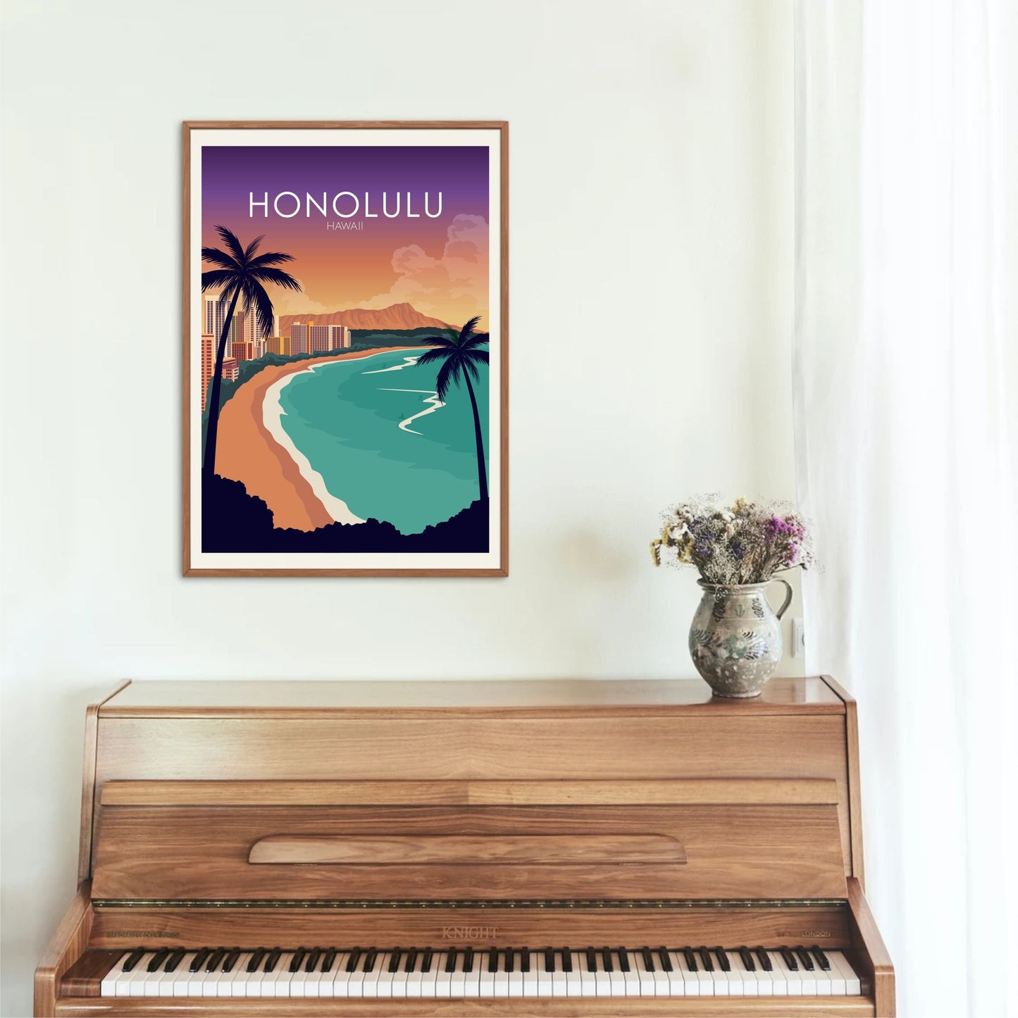 Honolulu Poster | Honolulu Wall Art | Honolulu Sunset Print