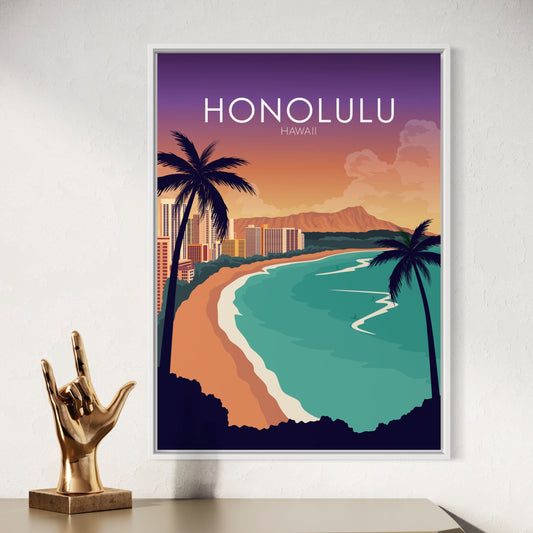 Honolulu Poster | Honolulu Wall Art | Honolulu Sunset Print