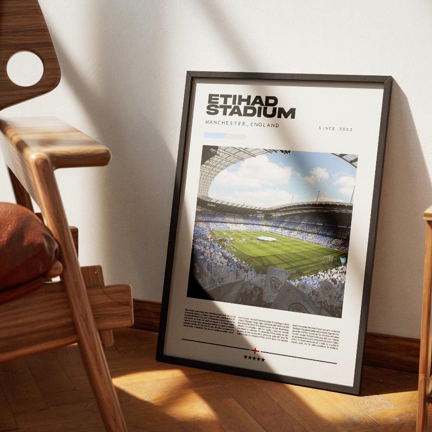 Etihad Stadium Print | Manchester City FC Poster | Football Wall Art Gift for City Fans