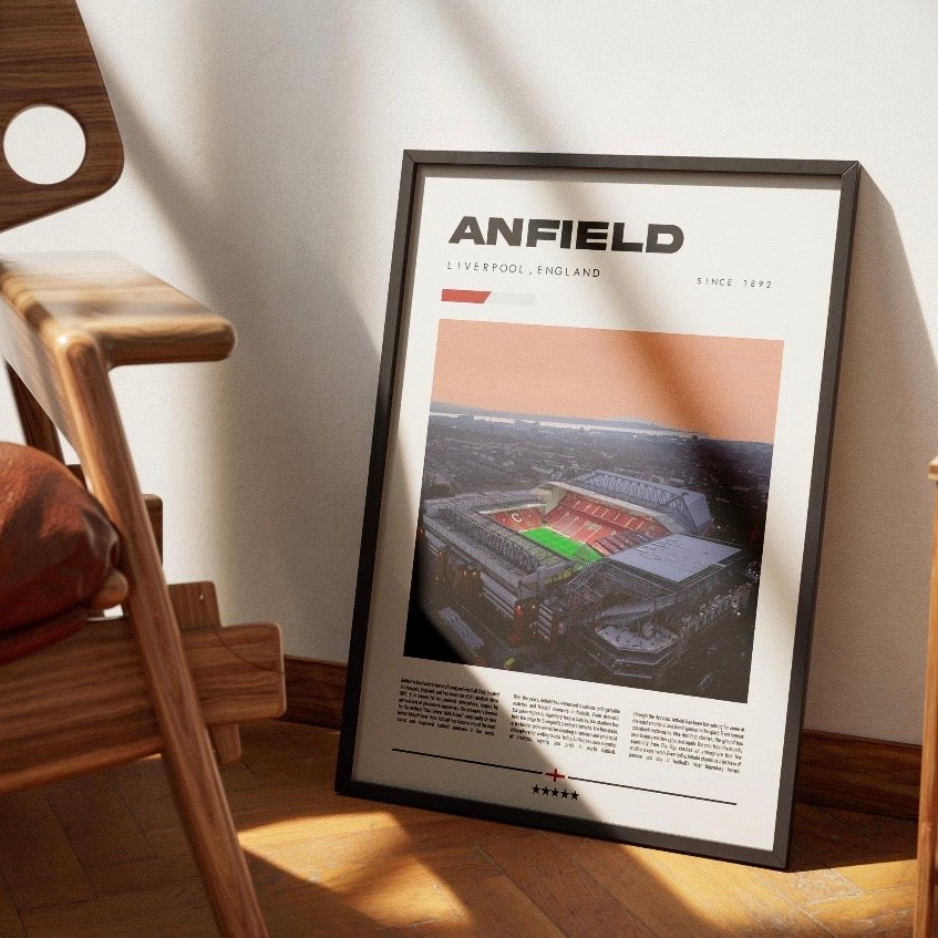 Anfield Stadium Print | Liverpool FC Poster | Football Wall Art Gift for Liverpool Fans