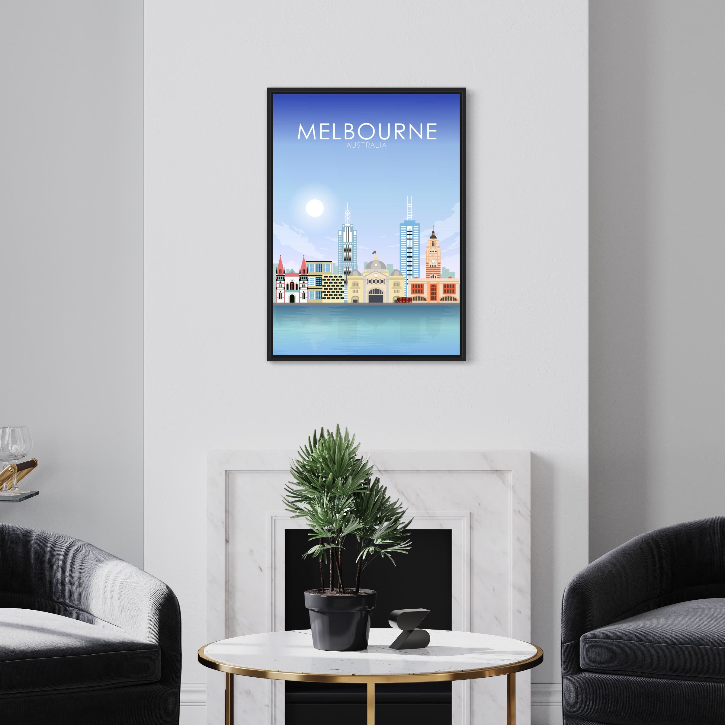 Melbourne Poster | Melbourne Wall Art | Melbourne Daytime Print ...