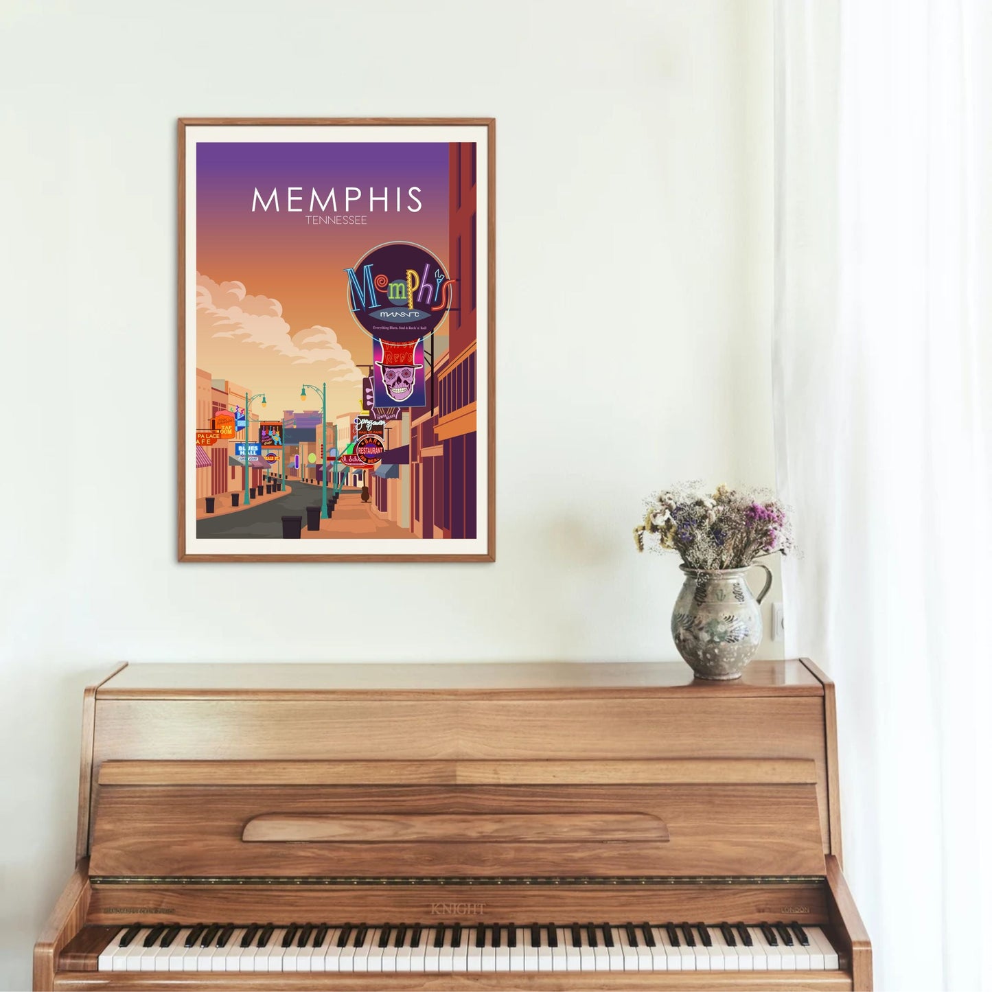 Memphis Poster | Memphis Wall Art | Memphis Sunset Print