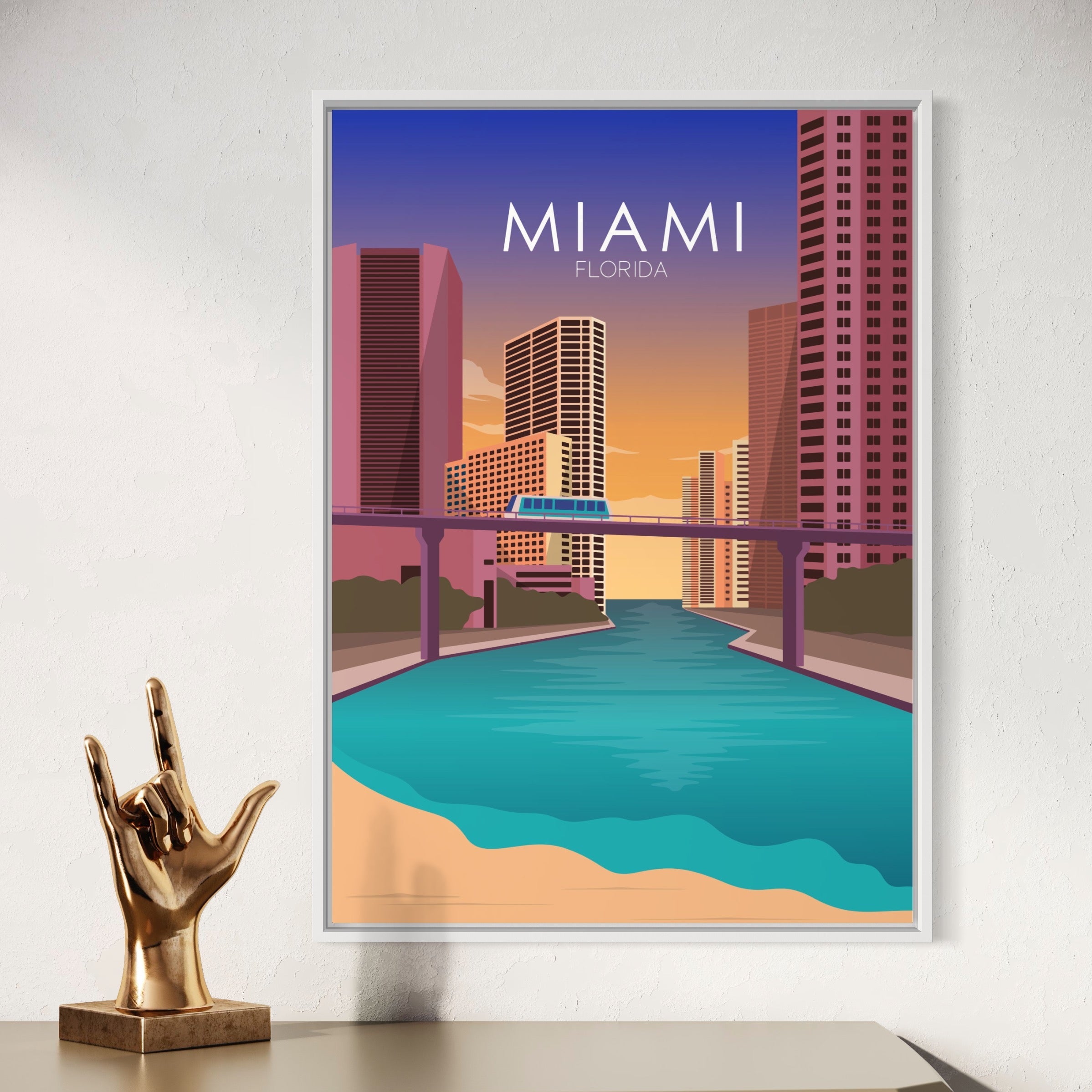 Miami Poster | Miami Wall Art | Miami Sunset Print – Favourite Place Prints