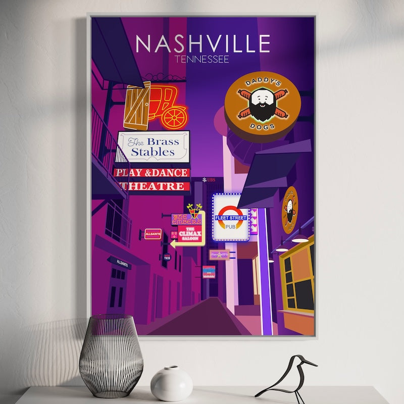 Nashville Poster Sunset | Nashville Print | Nashville Wall Art