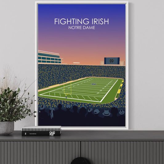 Notre Dame Stadium Poster | University of Notre Dame Fighting Irish College Football Stadium Print