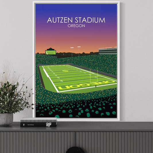 Autzen Stadium Stadium Poster | University of Oregon College Football Stadium Print