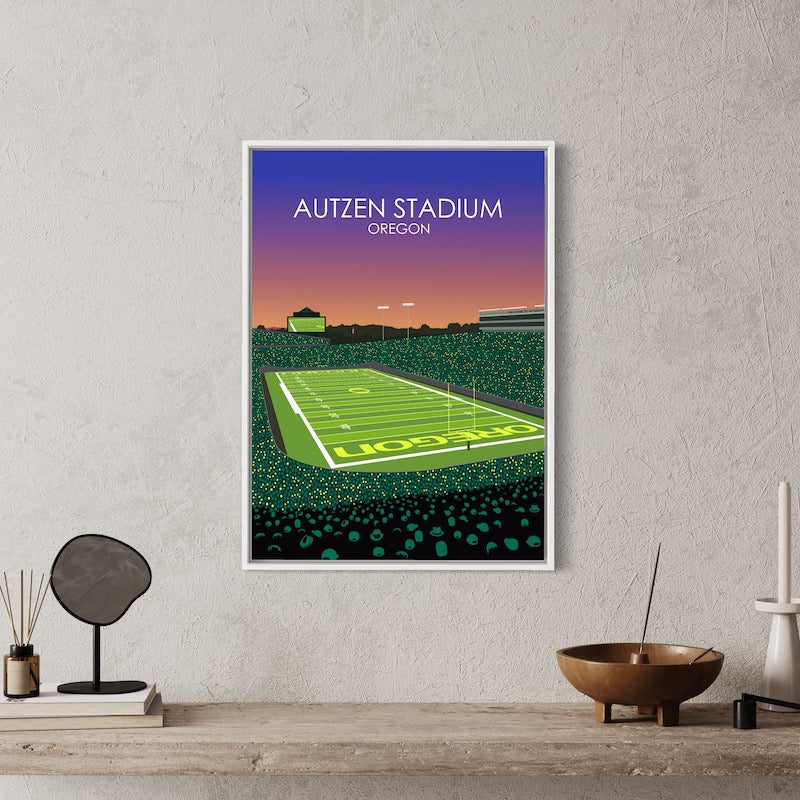 Autzen Stadium Stadium Poster | University of Oregon College Football Stadium Print