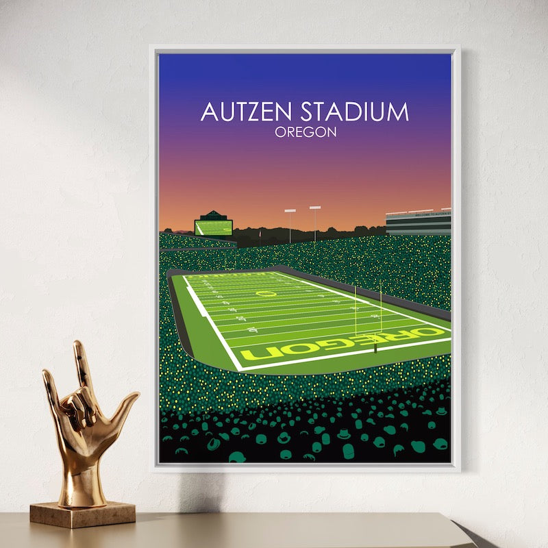 Autzen Stadium Stadium Poster | University of Oregon College Football Stadium Print