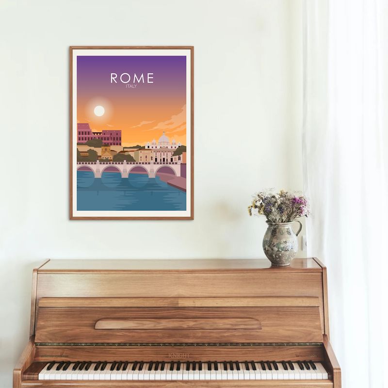 Rome Poster | Rome Wall Art | Rome Sunset Print