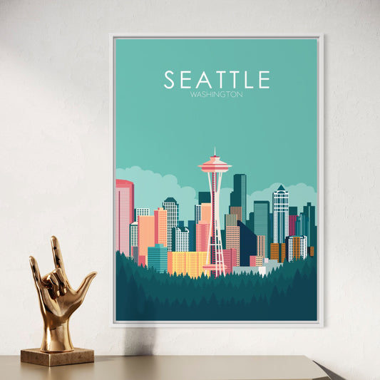 Seattle Poster | Seattle Wall Art | Seattle Pastel Print