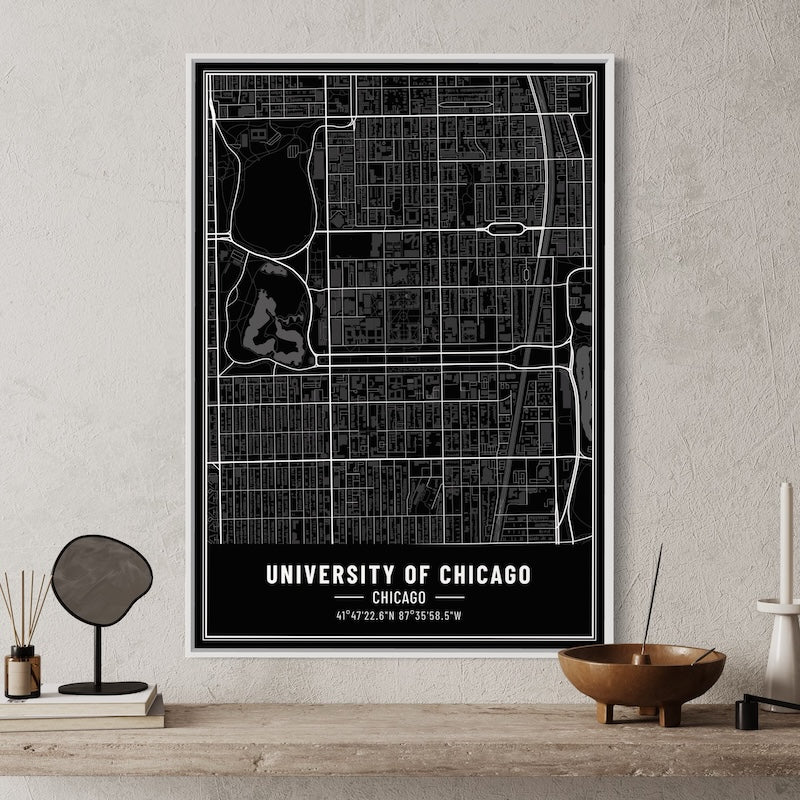 University of Chicago Map Poster | University of Chicago Map Wall Art | University of Chicago Map Print