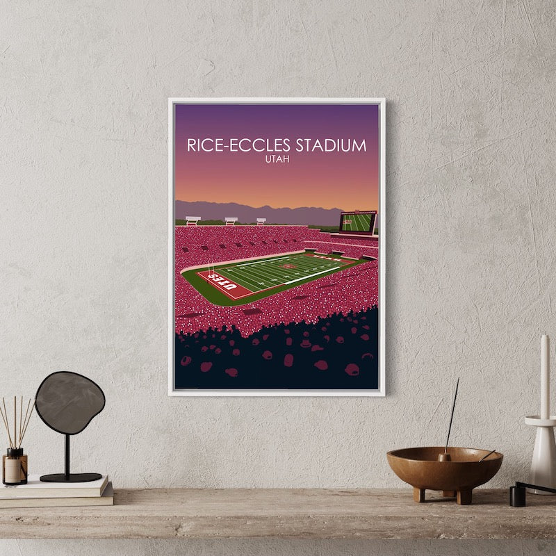 Rice-Eccles Stadium Poster | University of Utah College Football Stadium Print