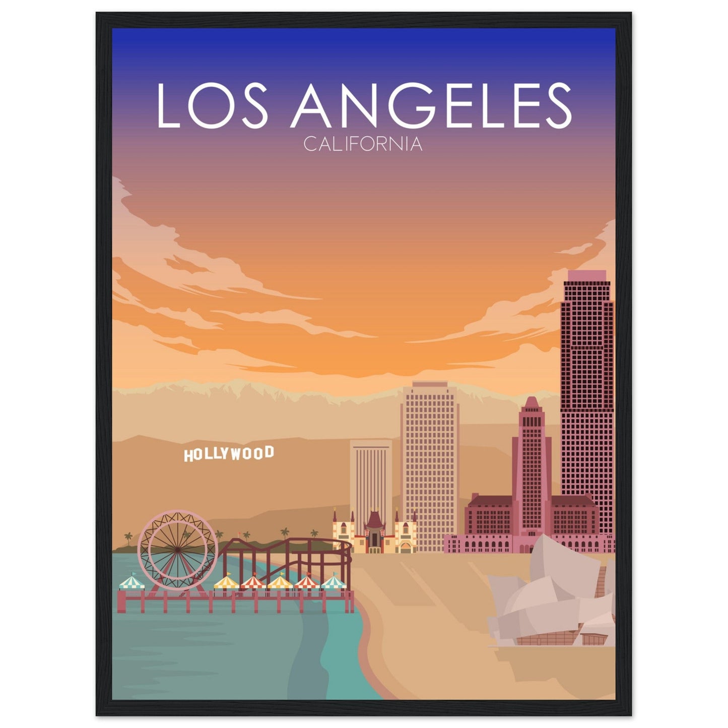 Los Angeles Poster | Los Angeles Wall Art | Los Angeles Sunset Print