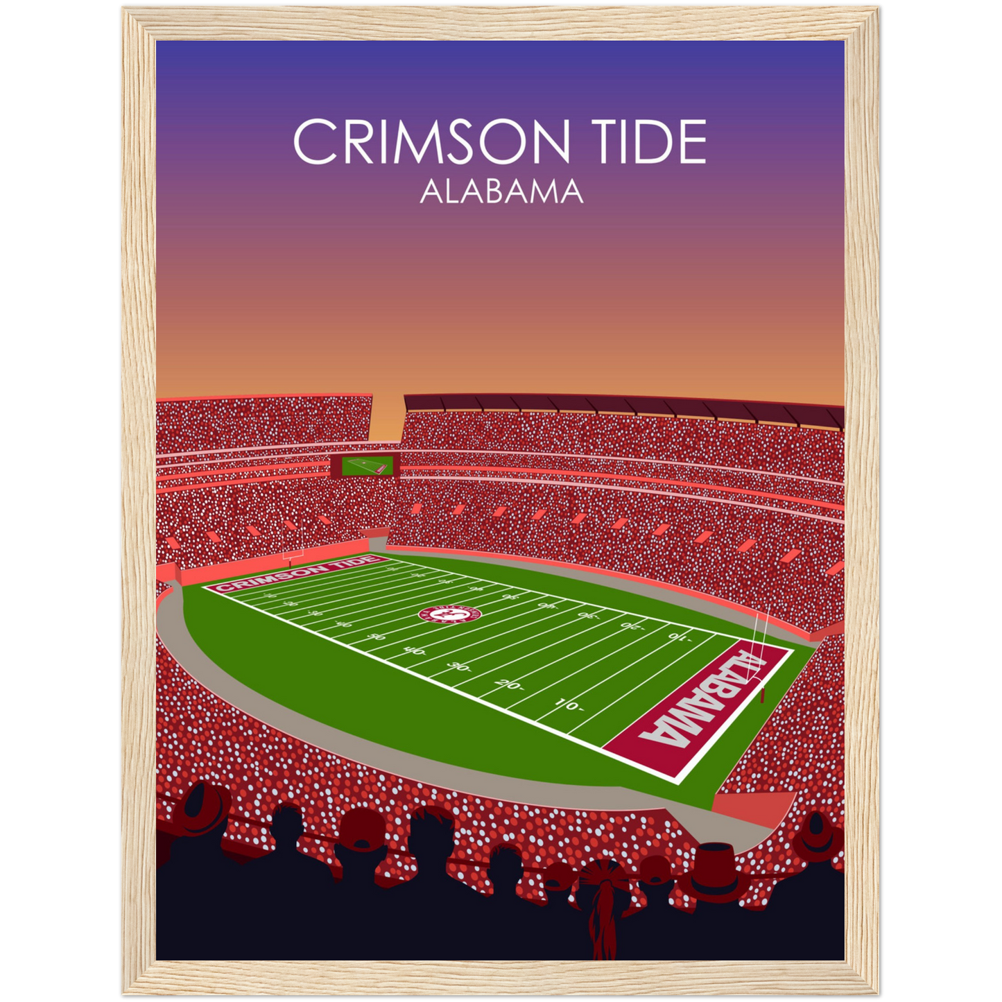 Crimson Tide | Bryant Denny Poster | University of Alabama College Football Stadium Print