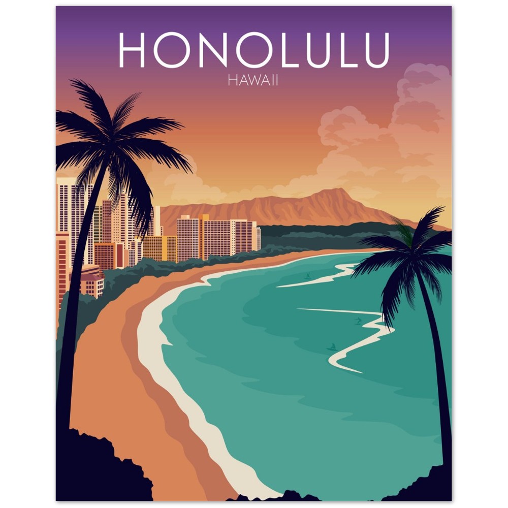 Honolulu Poster | Honolulu Wall Art | Honolulu Sunset Print