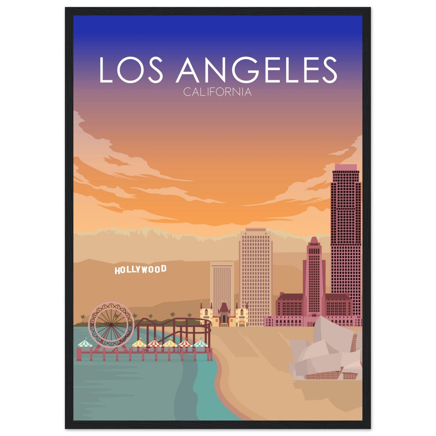 Los Angeles Poster | Los Angeles Wall Art | Los Angeles Sunset Print