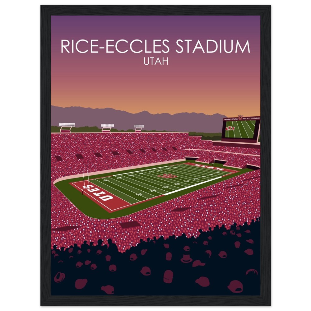 Rice-Eccles Stadium Poster | University of Utah College Football Stadium Print