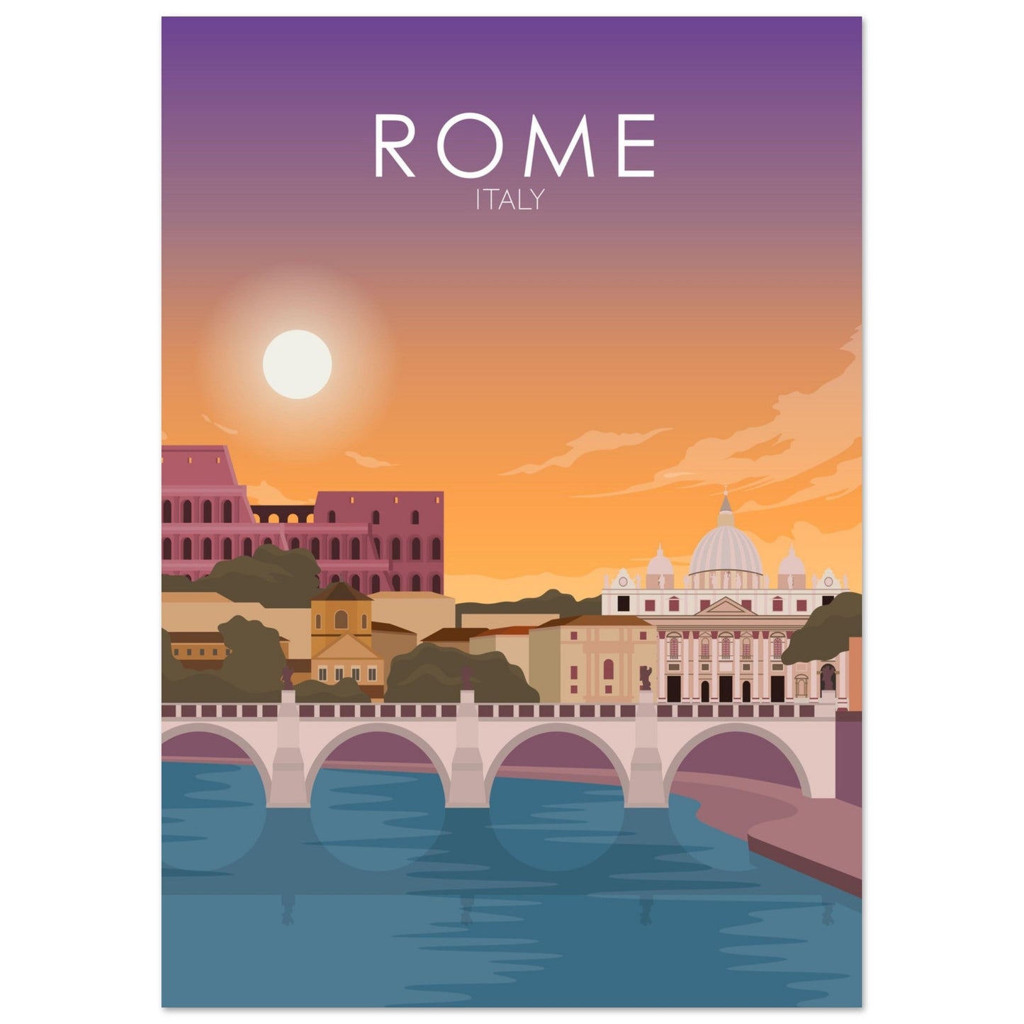 Rome Poster | Rome Wall Art | Rome Sunset Print