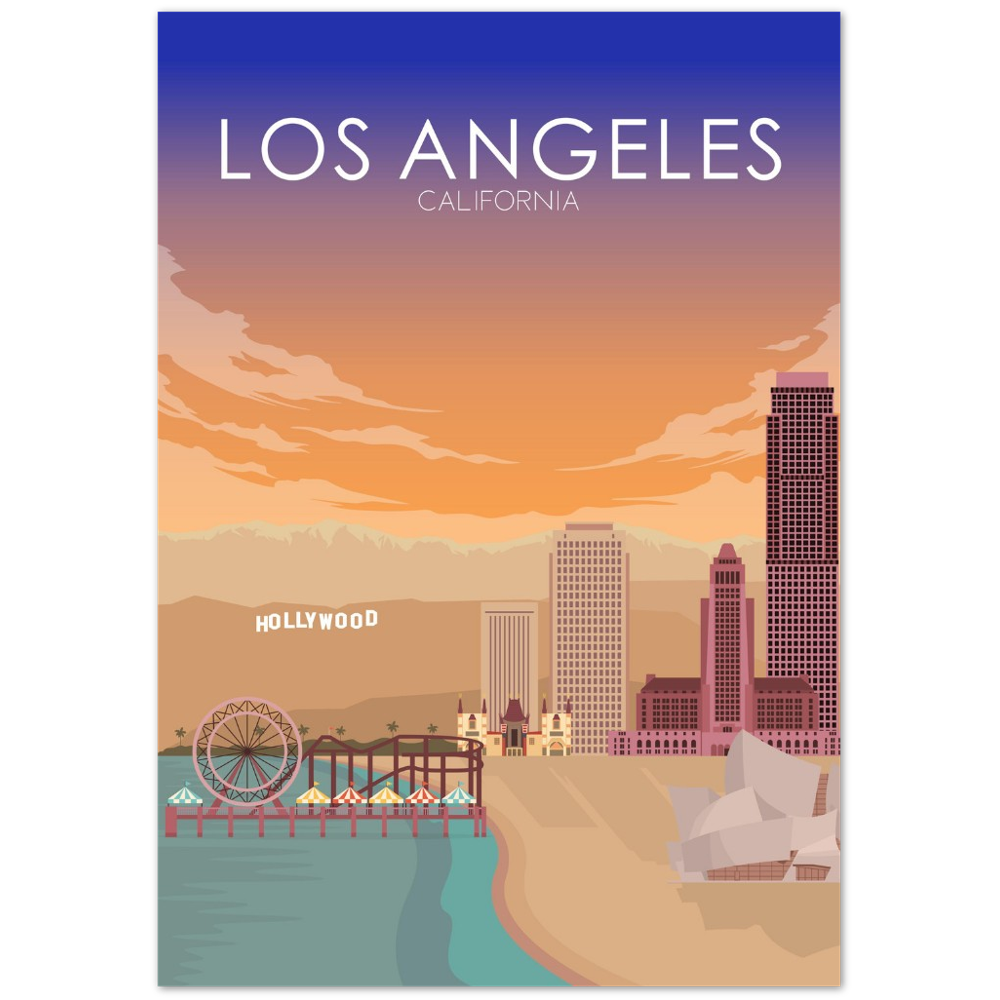 Los Angeles Poster | Los Angeles Wall Art | Los Angeles Sunset Print