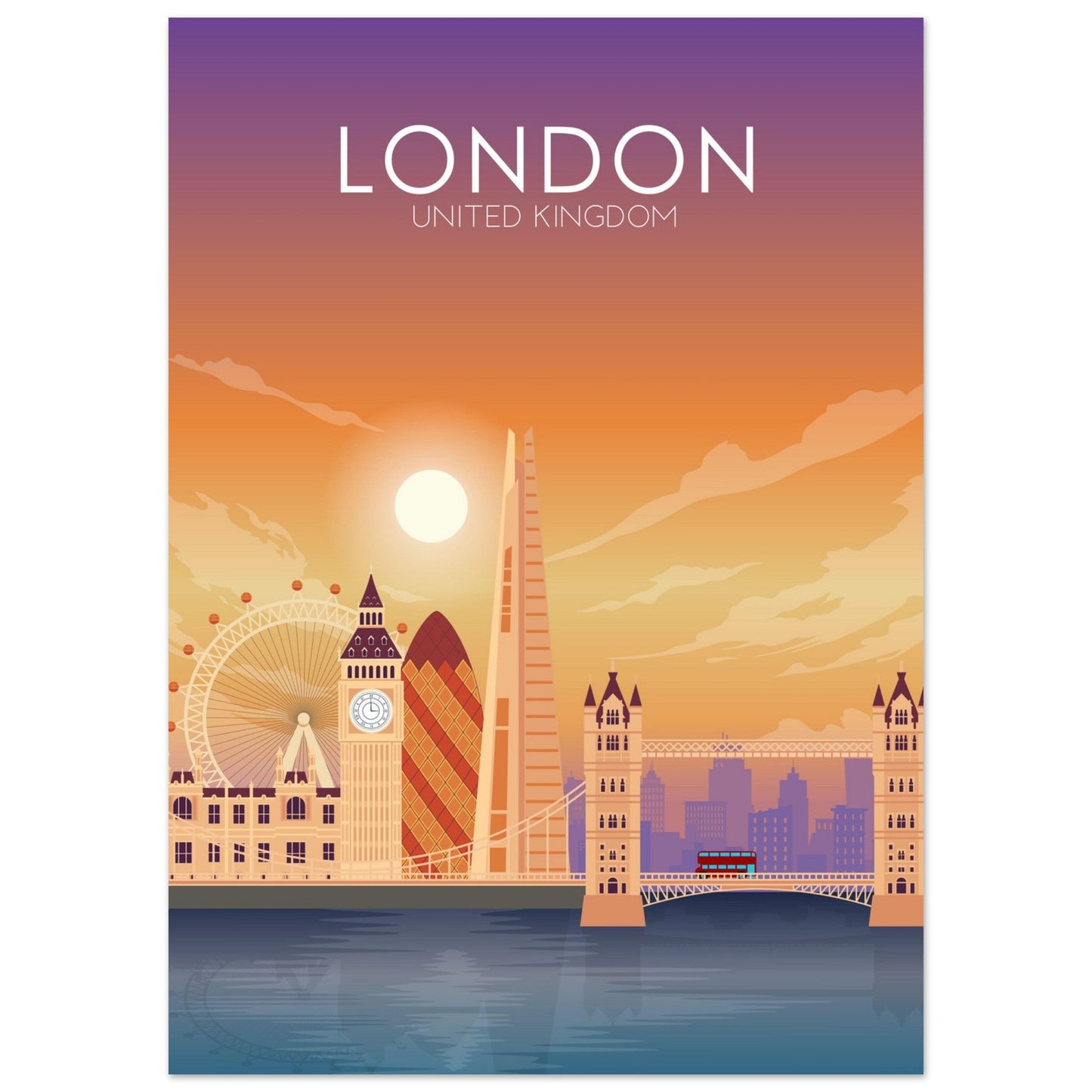 London Poster | London Wall Art | London Sunset Print