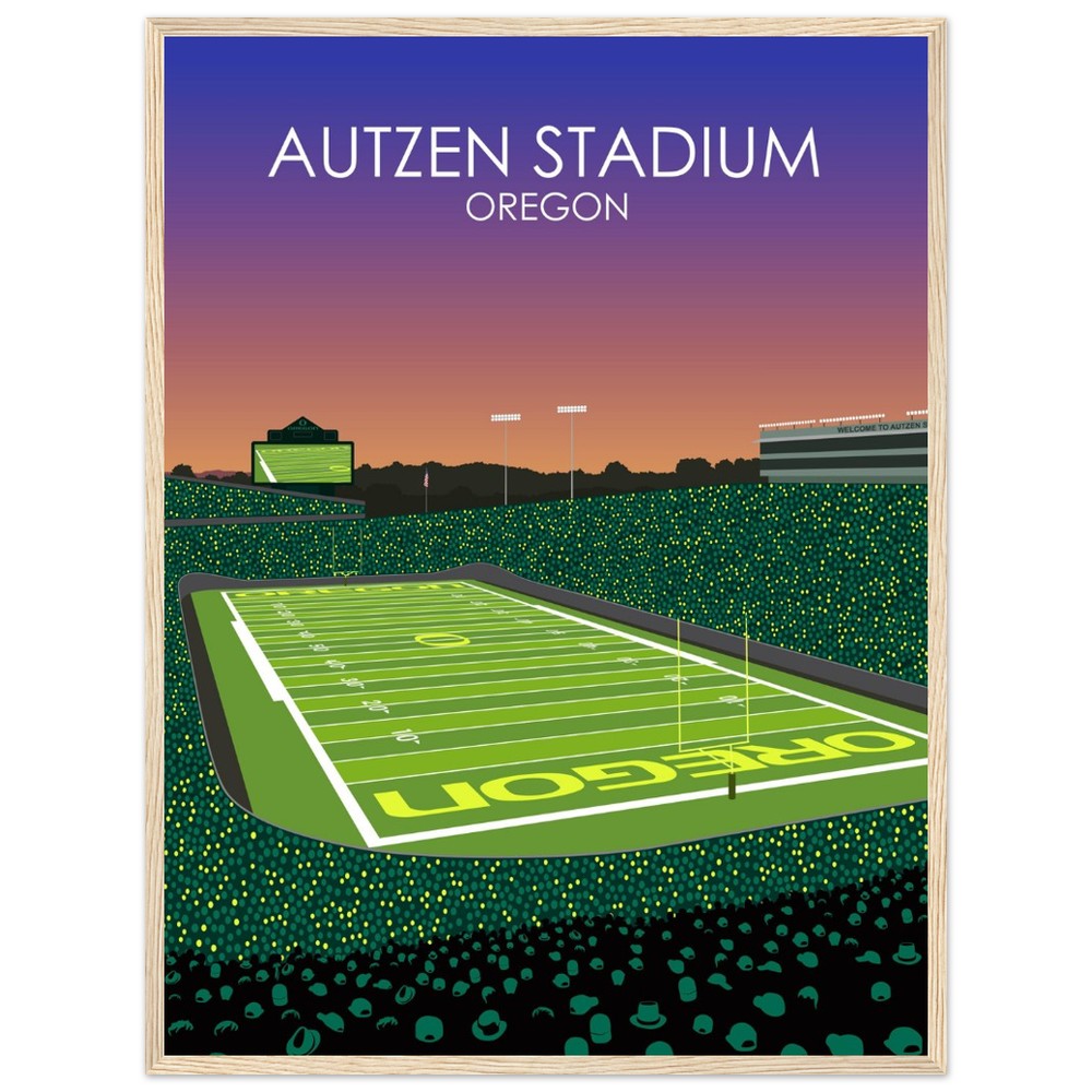 Autzen Stadium Stadium Poster | University of Oregon College Football Stadium Print