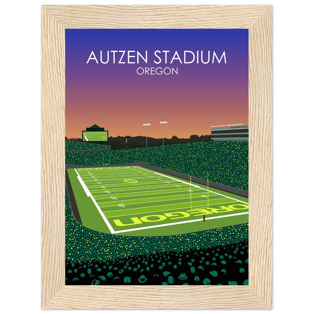 Autzen Stadium Stadium Poster | University of Oregon College Football Stadium Print