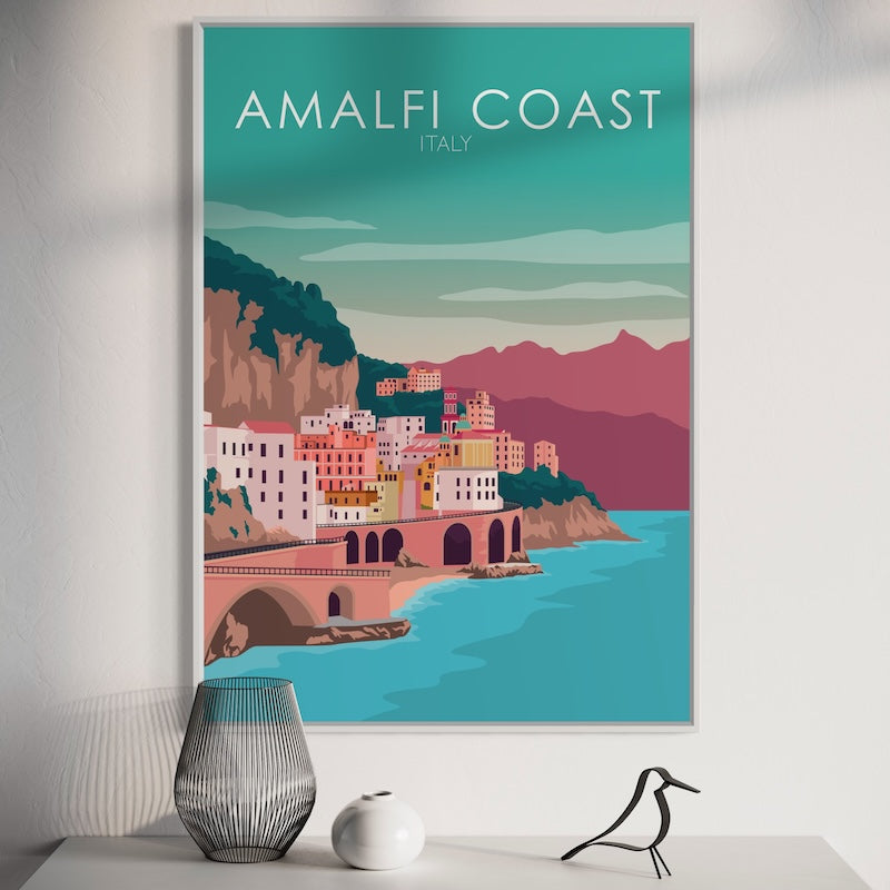 Amalfi Coast Pastel Poster | Amalfi Coast Pastel Print | Amalfi Coast Pastel Wall Art