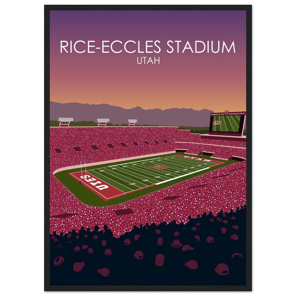 Rice-Eccles Stadium Poster | University of Utah College Football Stadium Print