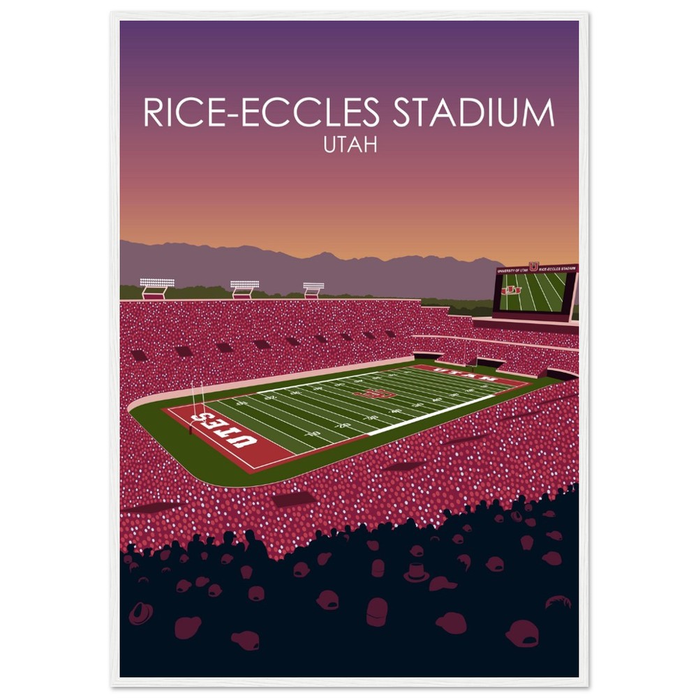 Rice-Eccles Stadium Poster | University of Utah College Football Stadium Print