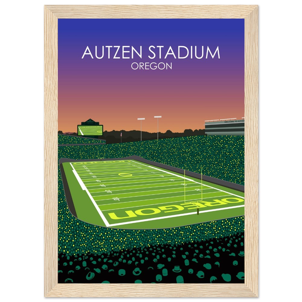 Autzen Stadium Stadium Poster | University of Oregon College Football Stadium Print