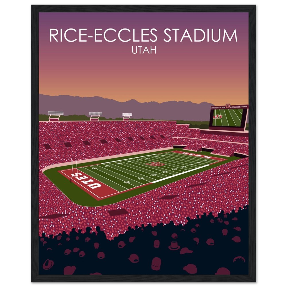 Rice-Eccles Stadium Poster | University of Utah College Football Stadium Print