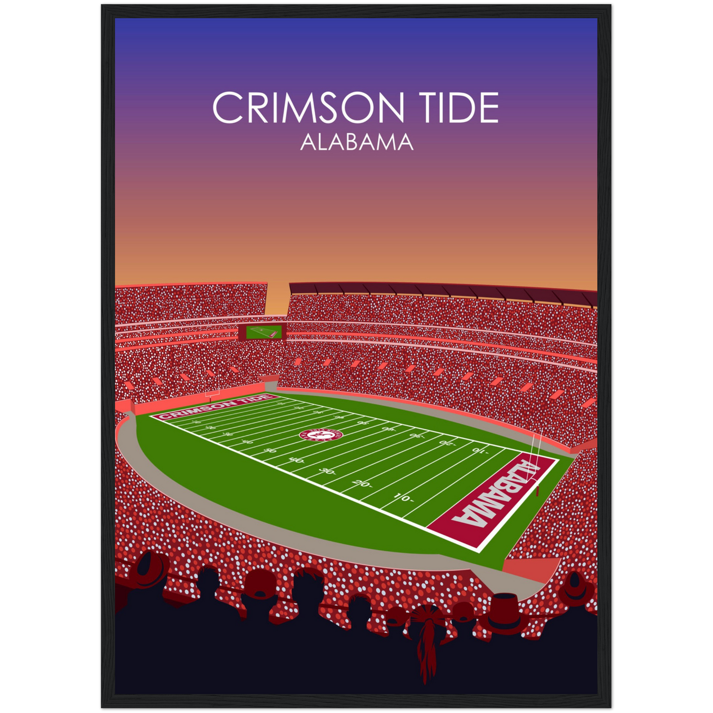 Crimson Tide | Bryant Denny Poster | University of Alabama College Football Stadium Print