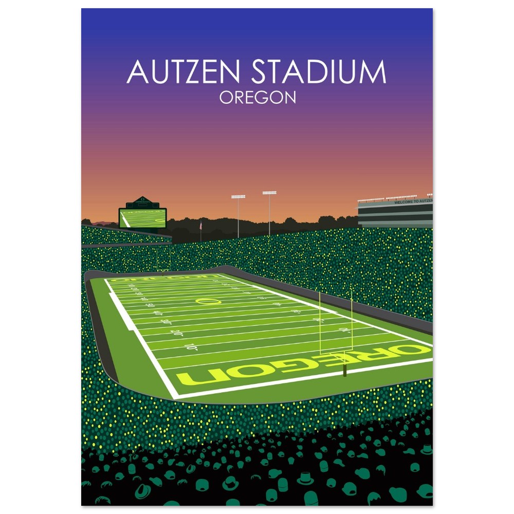 Autzen Stadium Stadium Poster | University of Oregon College Football Stadium Print