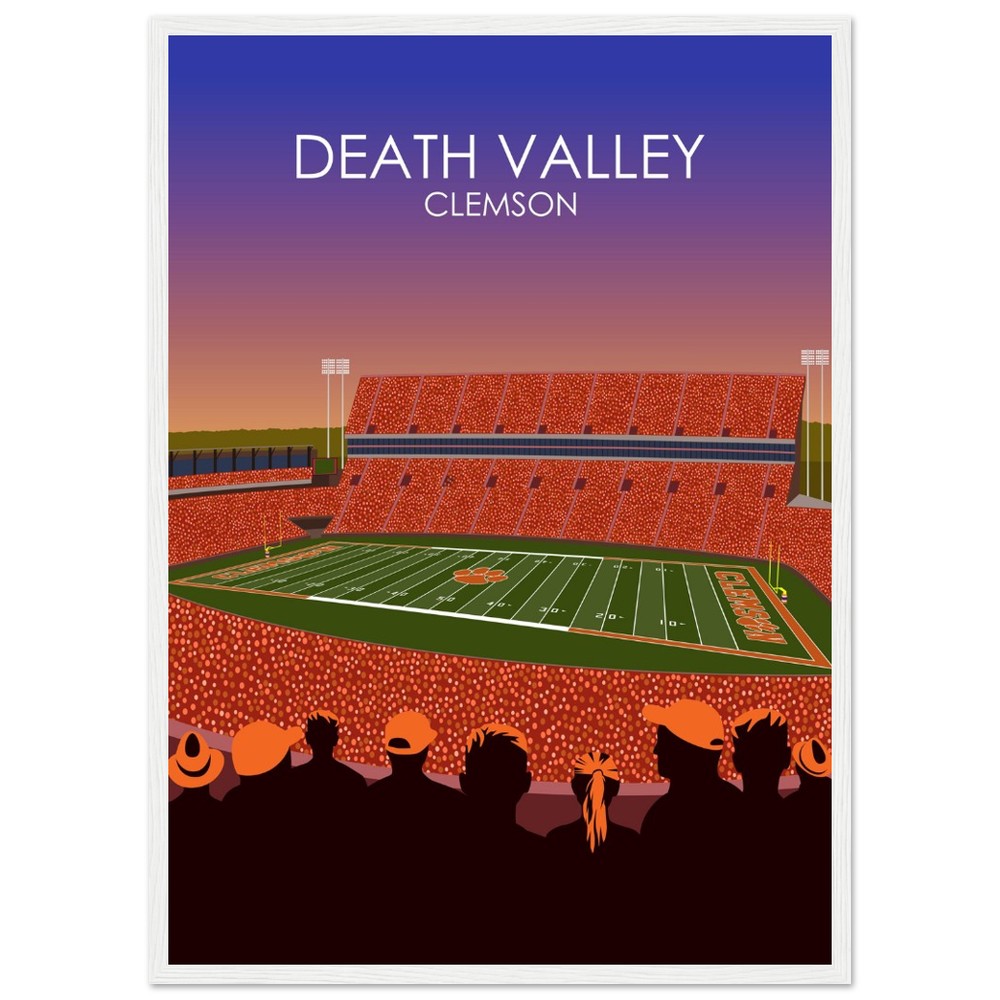 Clemson Tigers Stadium Poster | Frank Howard Field at Clemson Memorial Stadium 'Death Valley' Print