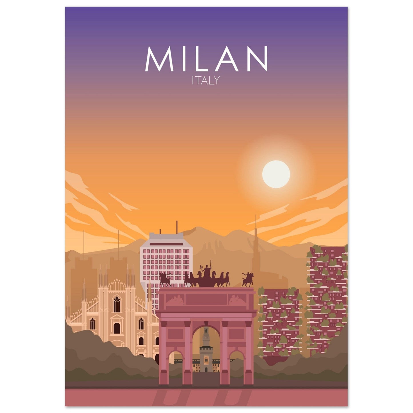 Milan Poster | Milan Wall Art | Milan Sunset Print