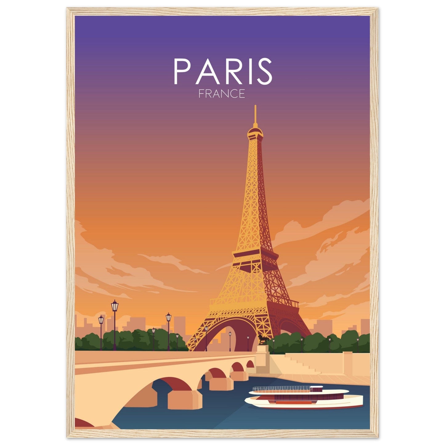 Paris Poster | Paris Wall Art | Paris Sunset Print