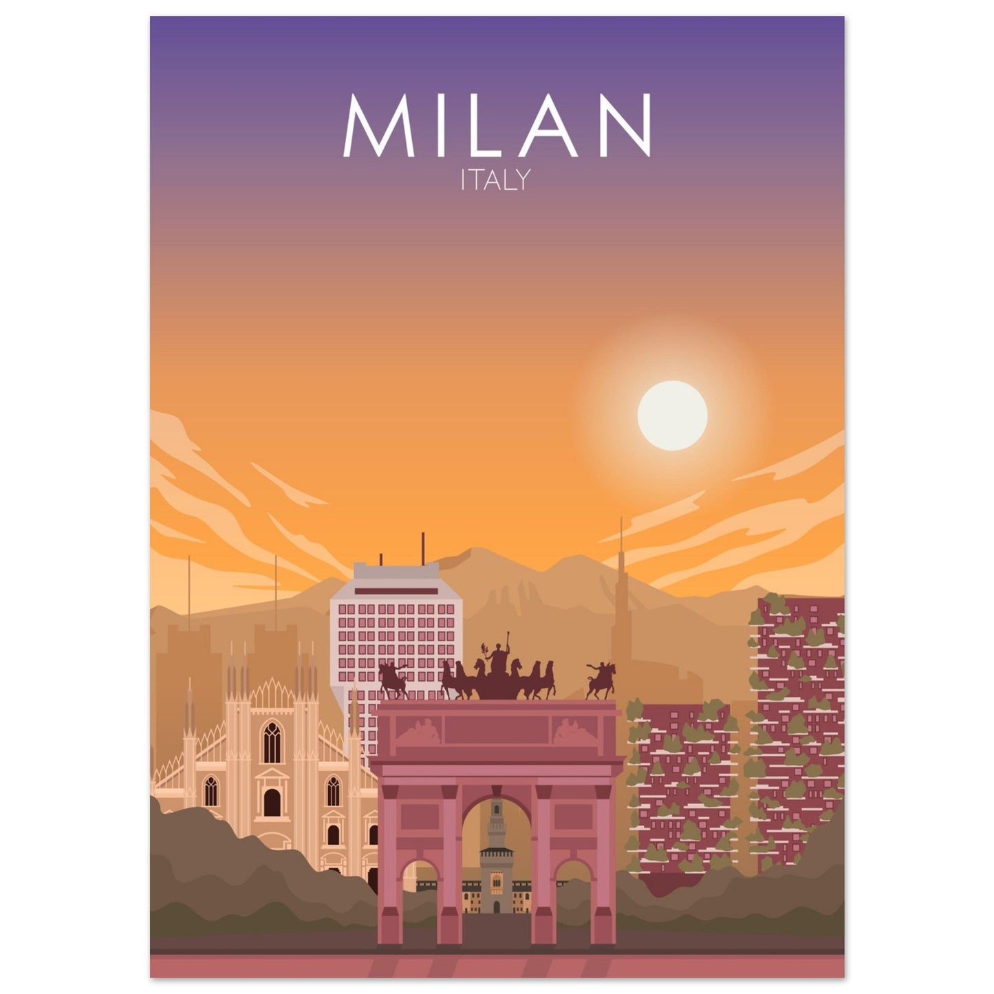 Milan Poster | Milan Wall Art | Milan Sunset Print