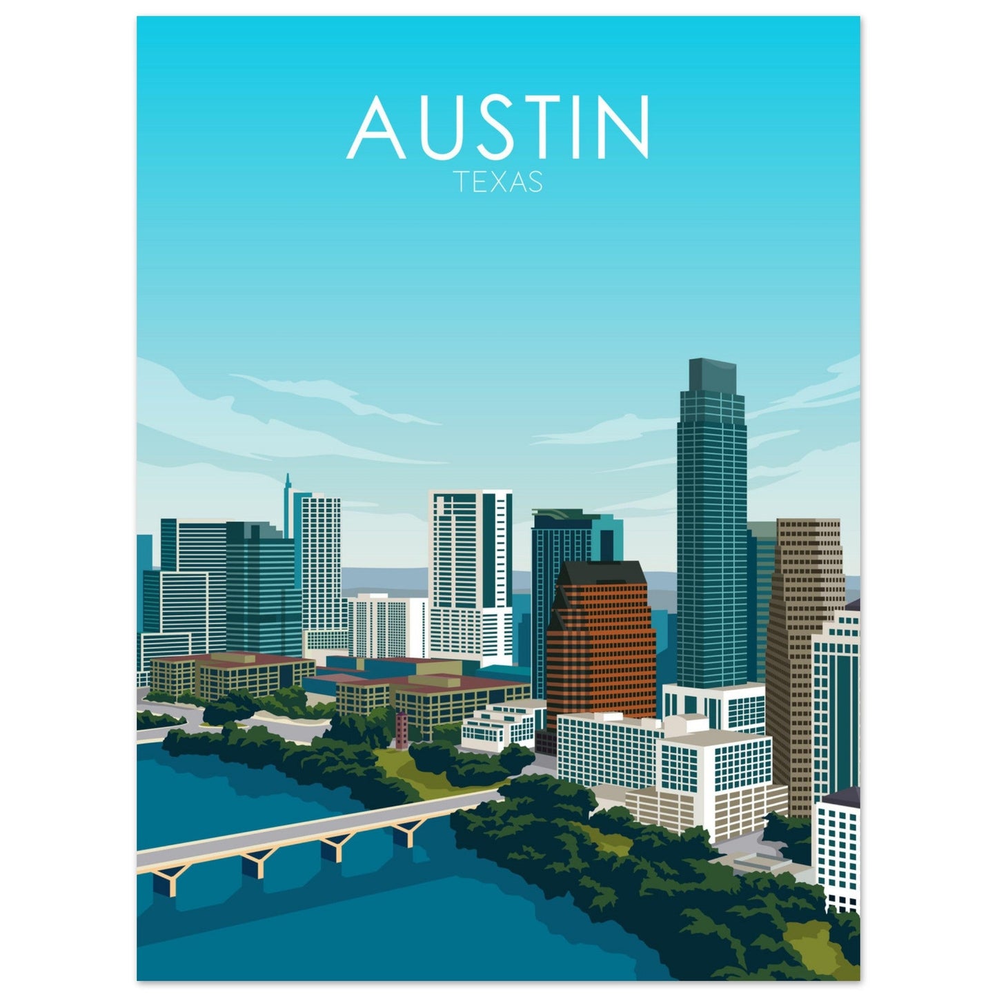 Austin Poster | Austin Wall Art | Austin Daytime Print