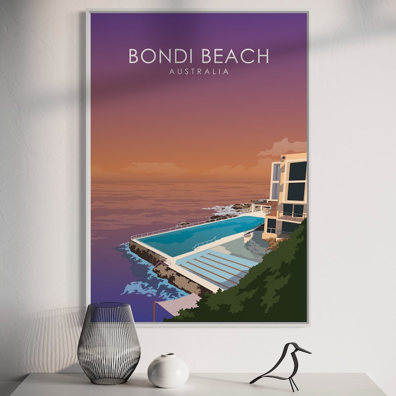 Bondi Beach Poster | Bondi Beach Print | Bondi Beach Sunset Wall Art