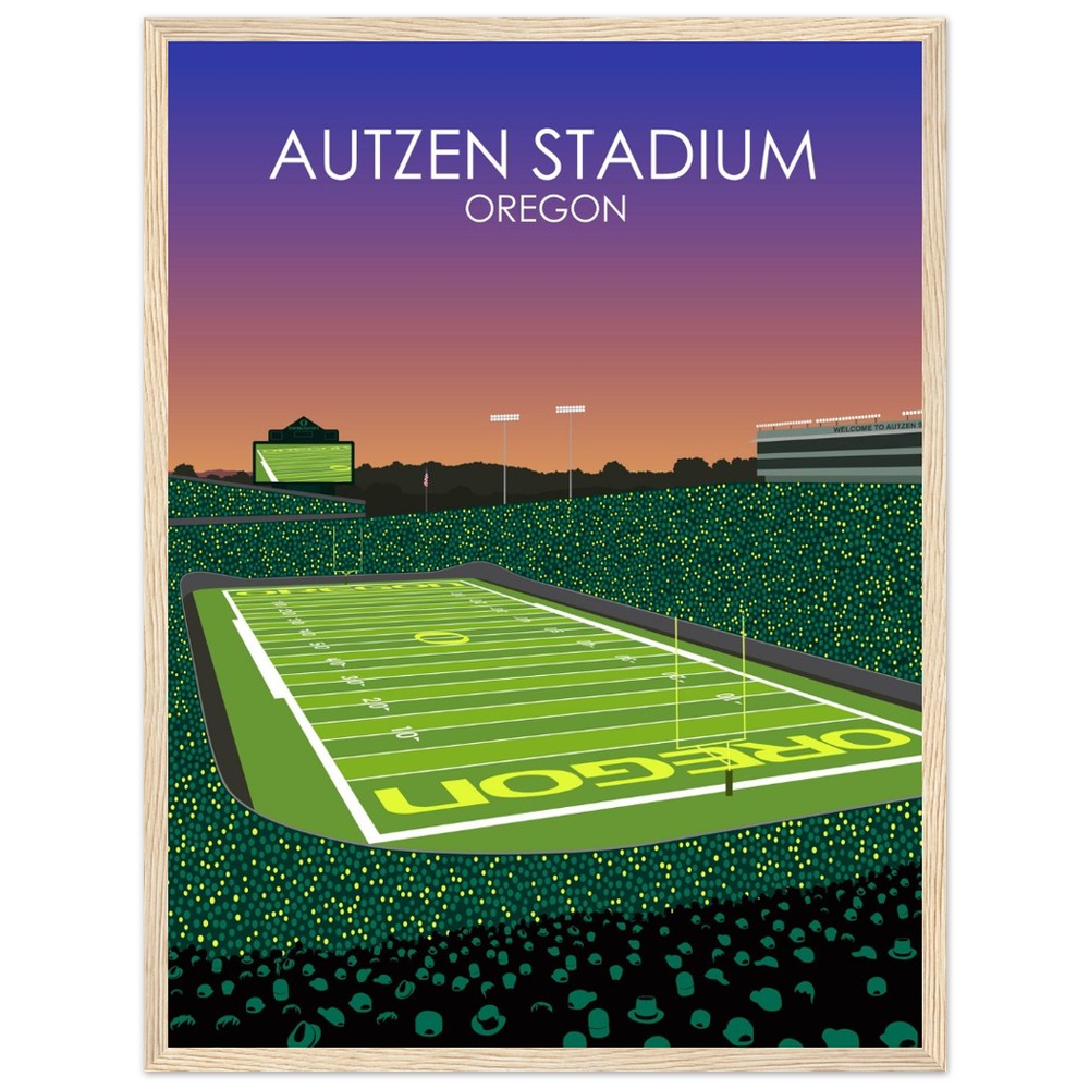 Autzen Stadium Stadium Poster | University of Oregon College Football Stadium Print