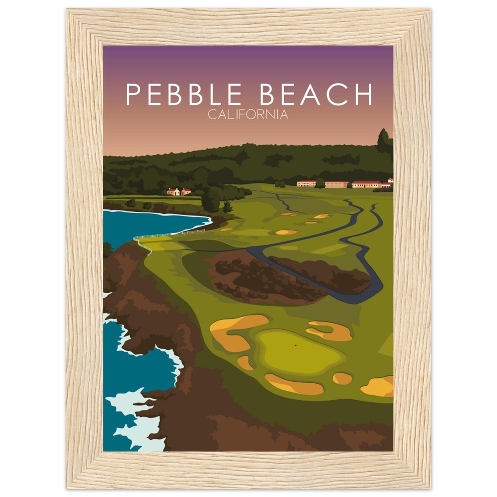 Golf Pebble Beach No 18 Framed Lithograph 30in x 24in 2024